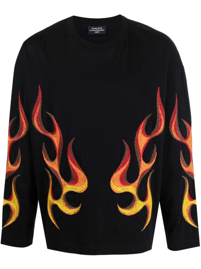 Etudes Studio Flame-print Organic-cotton Sweatshirt In Schwarz