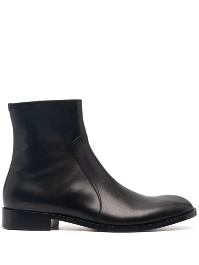 Maison Margiela Men's Leather Zip Ankle Boots In Black