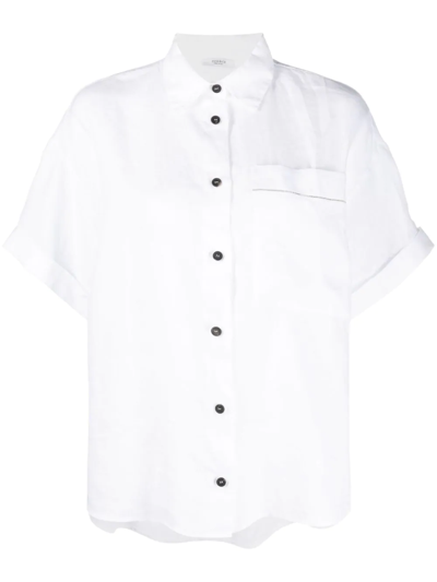 Peserico Short-sleeved Linen Shirt In White