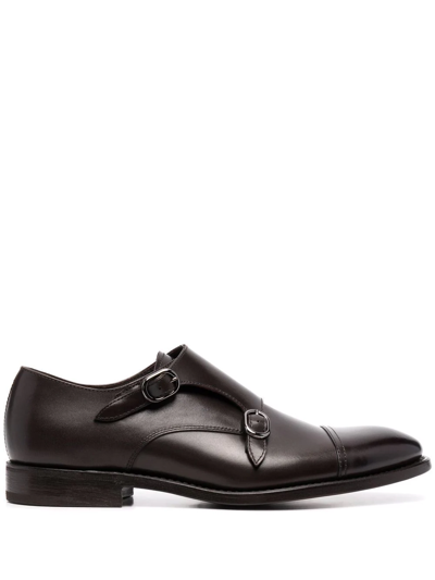 Henderson Baracco Double Buckle Monk Shoes In Brown