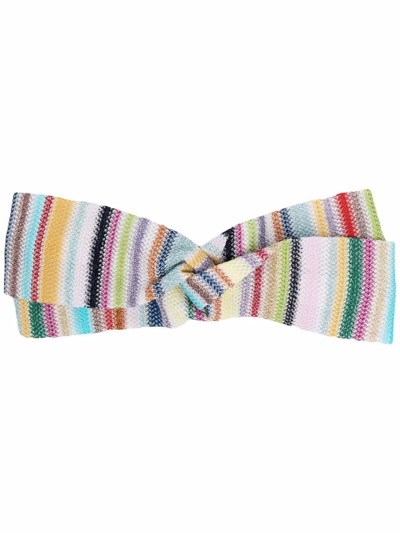 Missoni Knot-detail Striped Headband In Multicolor