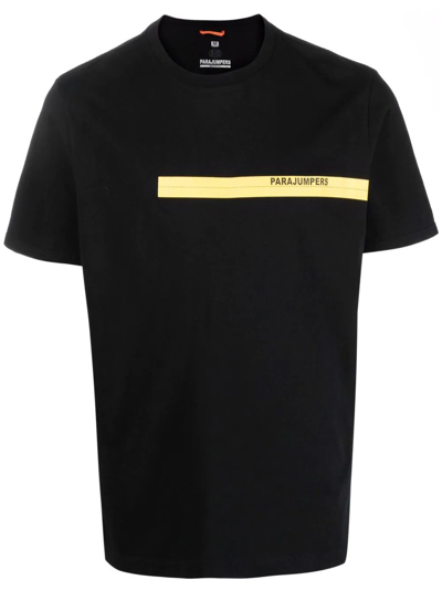 Parajumpers Logo Stripe-print T-shirt In Black