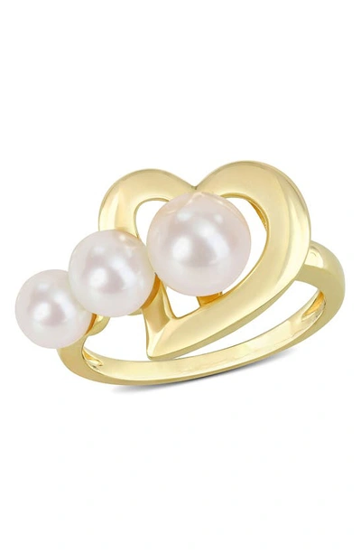 Delmar 5mm Freshwater Cultured Pearl Heart Ring In White