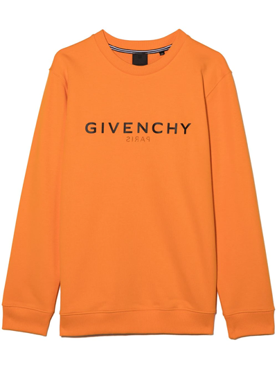 Givenchy Teen Logo-print Cotton Sweatshirt In Orange