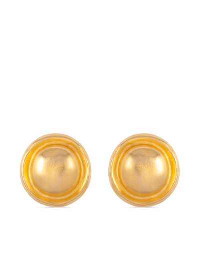 Pre-owned Givenchy 1980s Rounded Clip-on Earrings In Gold