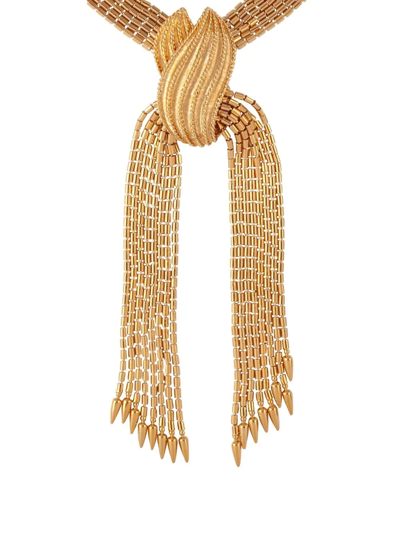 Pre-owned Monet 1970s Knot Detail Tassel Necklace In Gold