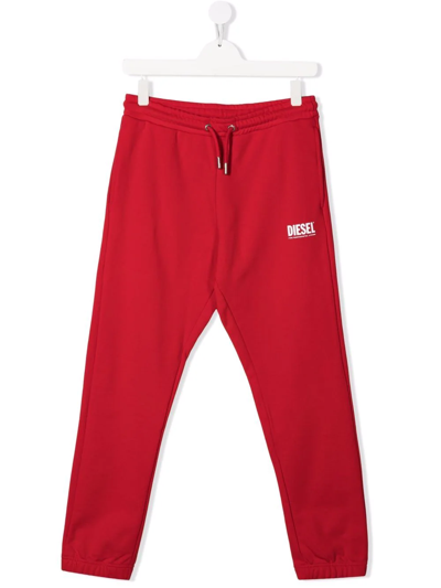 Diesel Teen Logo Tracksuit Bottoms In Red