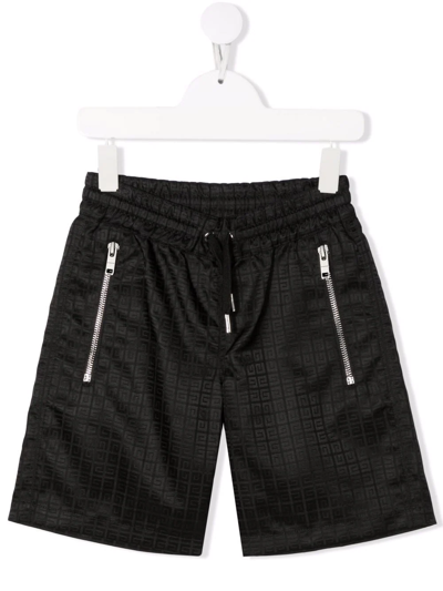 Givenchy Teen Boys Black 4g Logo Shorts In Nero