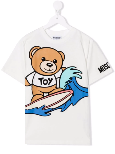 Moschino Kids' White T-shirt For Boy With Teddy Bear