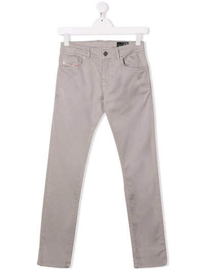 Diesel Teen Low-rise Skinny Trousers In Grey