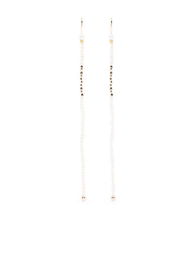 Mizuki 14kt Yellow Gold Dancing Pearl Long Earrings