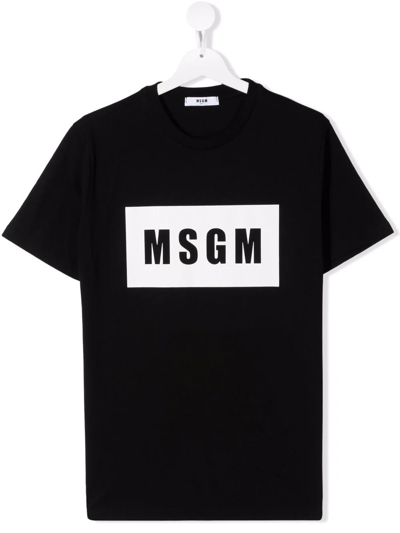 Msgm Teen Logo-print Short-sleeve T-shirt In Black