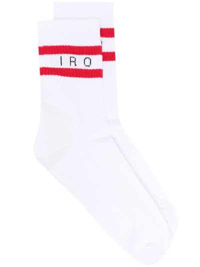 Iro Toma Striped Logo Socks In White
