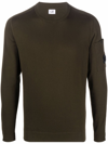 C.p. Company Lens Patch Crew Neck Sweatshirt In Green