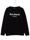 Balmain Logo-plaque Cotton Sweatshirt In Black