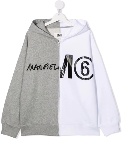 Mm6 Maison Margiela Teen Colour-block Spliced Hoodie In White