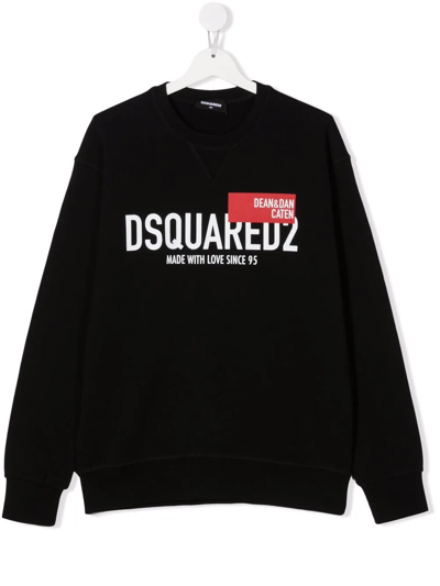 Dsquared2 Teen Logo-print Long-sleeve Sweatshirt In Black