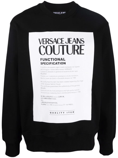 Versace Jeans Couture Logo-print Cotton Jumper In Black
