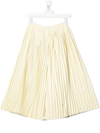 Mm6 Maison Margiela Teen Pleated Wide-leg Trousers In Yellow