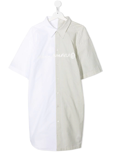 Mm6 Maison Margiela Teen Oversized Contrast Shirt In White