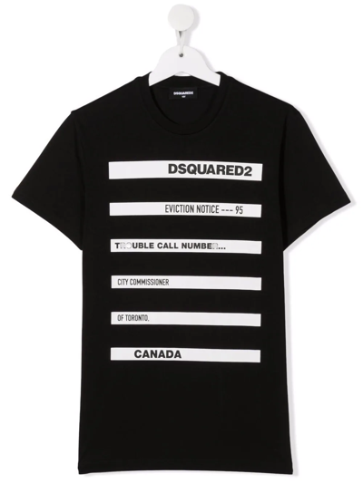 Dsquared2 Teen Logo-print Short-sleeved T-shirt In Black