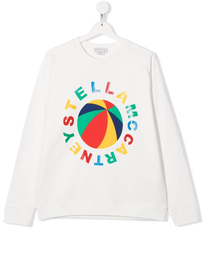 Stella Mccartney Kids' Logo-print Longsleeved Top In White