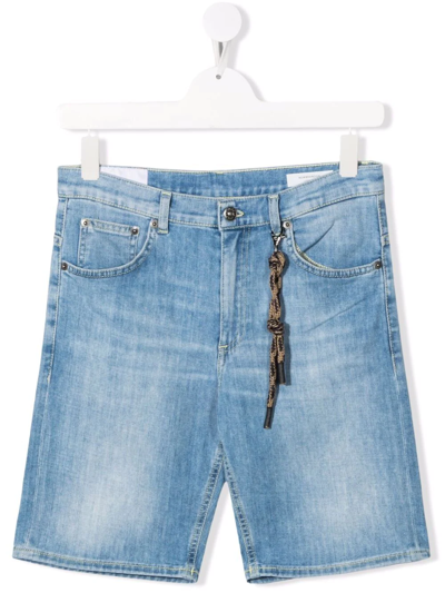 Dondup Teen Slim-fit Denim Shorts In Gnawed Blue