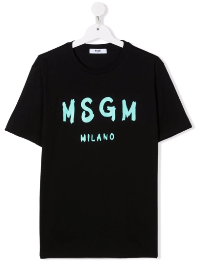 Msgm Kids' Logo-print T-shirt In Black