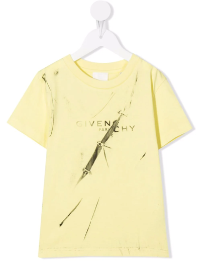 Givenchy Teen Graphic-logo Print T-shirt In Yellow