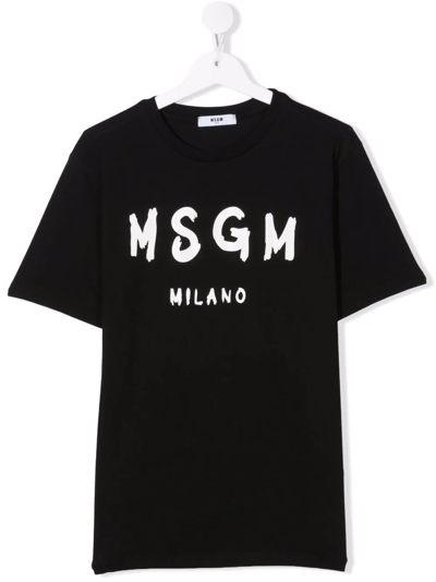 Msgm Teen Logo-print Short-sleeve T-shirt In Black
