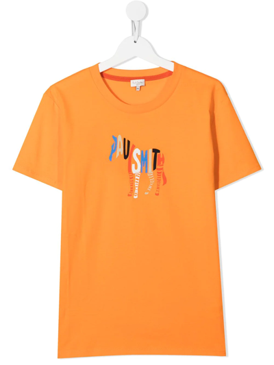 Paul Smith Junior Kids' Logo-print T-shirt In Orange