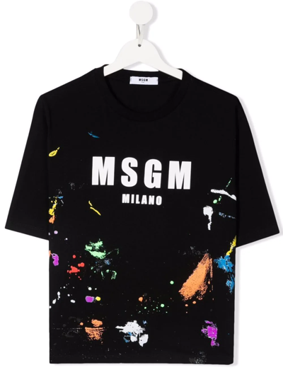 Msgm Teen Logo-print Cotton T-shirt In Black