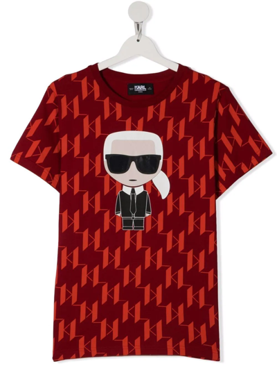 Karl Lagerfeld Teen Ikonik Karl Monogram-print T-shirt In Red