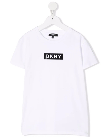 Dkny Teen Logo-print Short-sleeved T-shirt In White