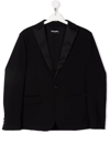 Dsquared2 Teen Single-breasted Wool Blazer In Black