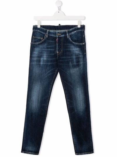 Dsquared2 Kids' Mid-rise Slim-cut Jeans In Blue