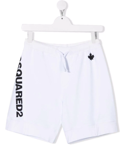 Dsquared2 Teen Logo-print Track Shorts In White