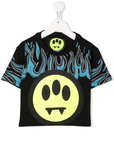 Barrow Kids' Flame Logo Print T-shirt In Black