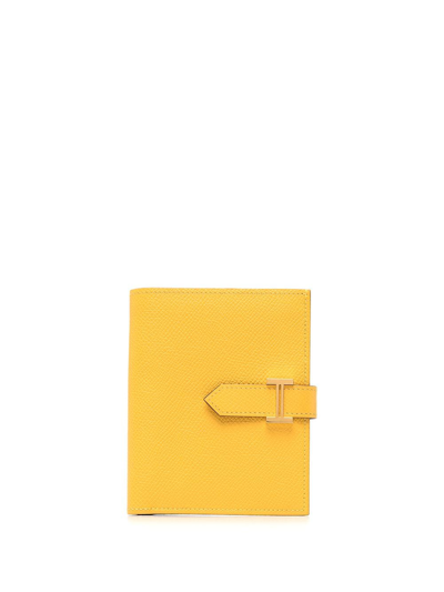 Pre-owned Hermes 2009  Béarn Compact Bifold Wallet In Yellow