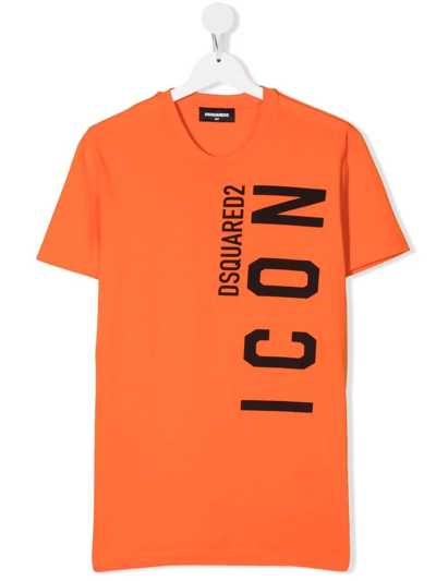 Dsquared2 Teen Logo-print T-shirt In Orange