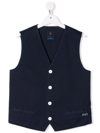 Fay Teen Logo-embroidered V-neck Waistcoat In Blue