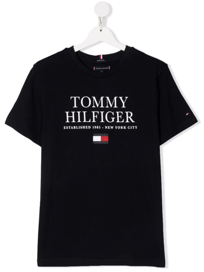 Tommy Hilfiger Junior Teen Logo-print Short-sleeved T-shirt In Blue