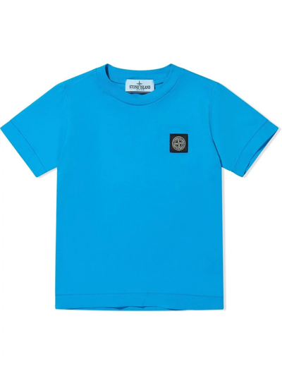 Stone Island Junior Teen Logo-patch Cotton T-shirt In Blue