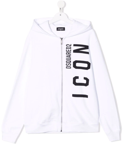 Dsquared2 Kids' Icon-print Hoodie In White