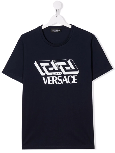 Versace Boys Teen Navy Blue Logo T-shirt