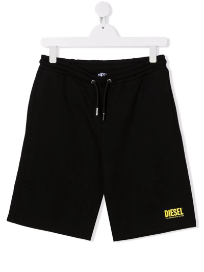 Diesel Boys Teen Black Logo Jersey Shorts