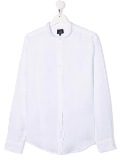 Fay Teen Long-sleeve Linen Shirt In White