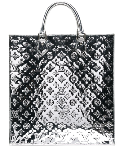 Pre-owned Louis Vuitton 2009  Debossed Monogram Sac Plat Shopper In Metallic