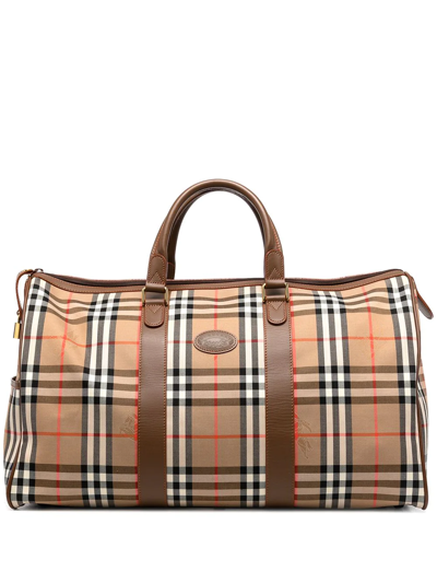 Pre-owned Burberry 1990-2000s House Check Travel Bag In Brown