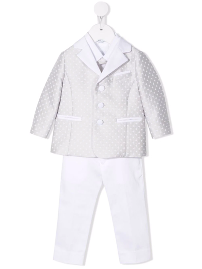Colorichiari Babies' Polka Dot-print Suit In Grey